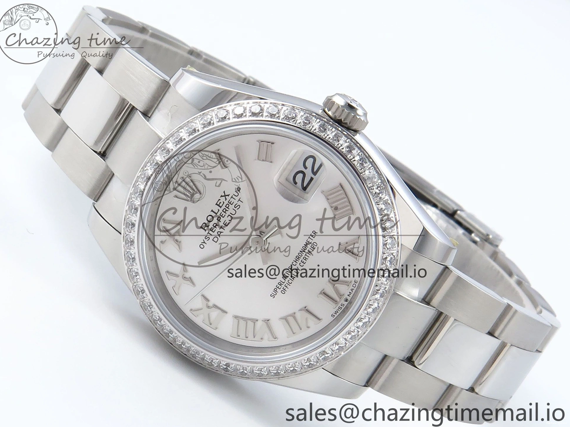 0511 Contemporary DateJust 31 278384RBR ARF 1:1 Best Edition 904L Steel Silver Roman Dial Diamonds Bezel on SS Oyster Bracelet ETA 423